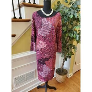 MSK PINK MULTI STRETCH SHEATH DRESS 24W